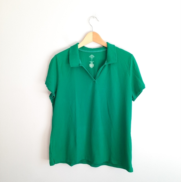 St. John's Bay Green Petite Polo Short Sleeve Shirt - Picture 1 of 3